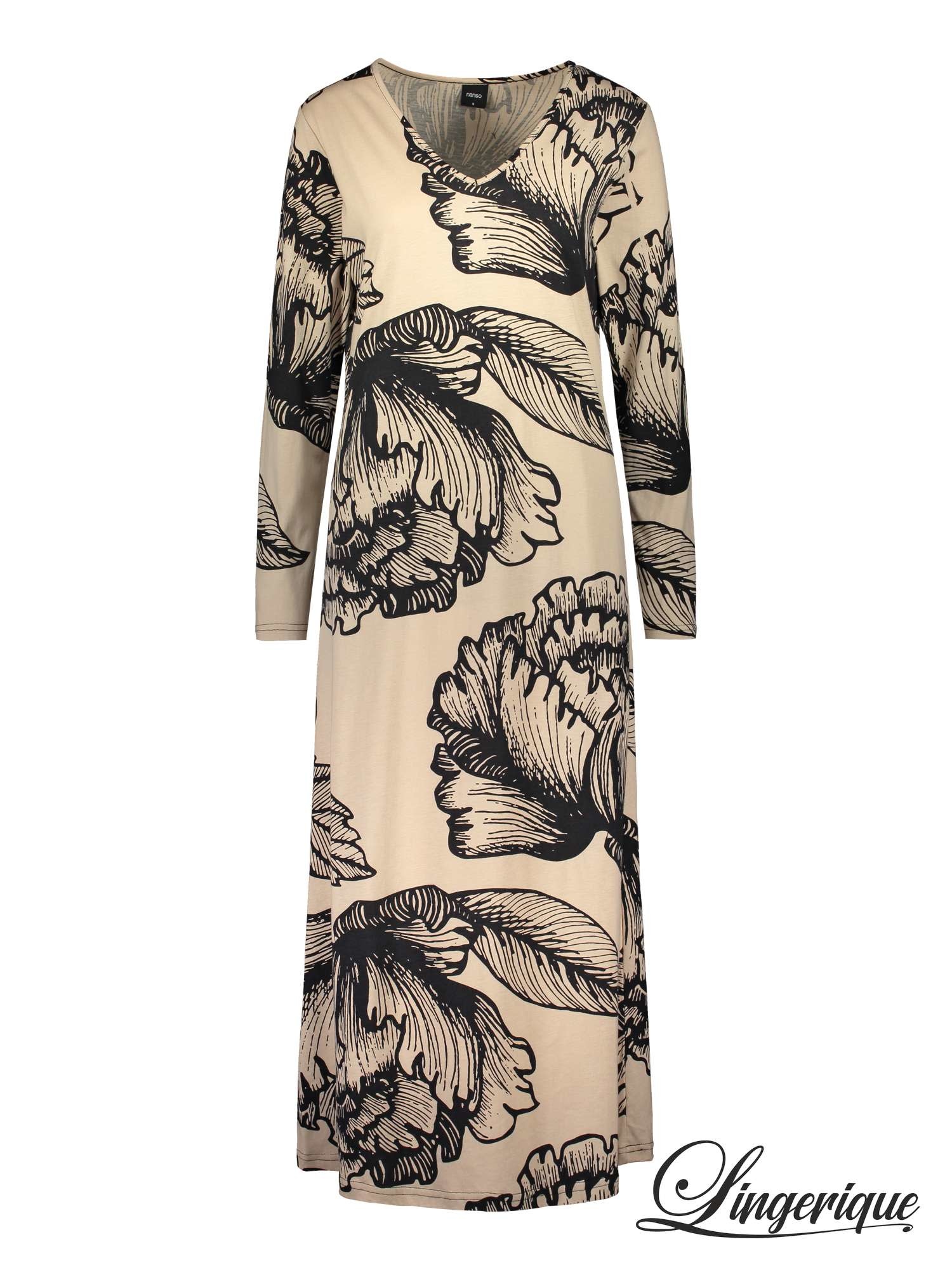 Nanso Nanso - Aurora - Lang Nachthemd Lange Mouw - Beige Zwart :