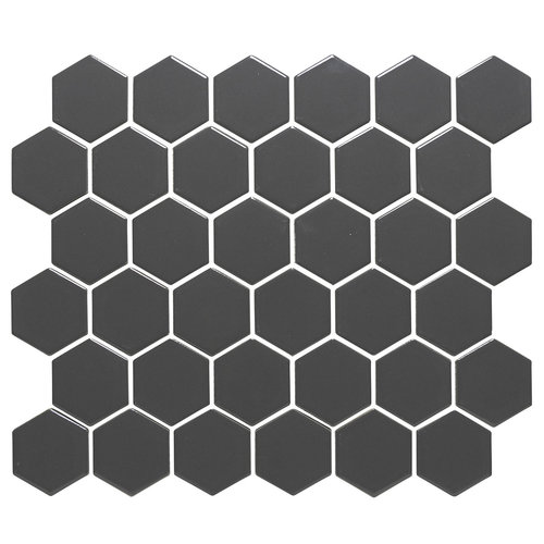 The Mosaic Factory The Mosaic Factory Barcelona Hexagon Grey Glossy Hexagon 5,1x5,9 cm