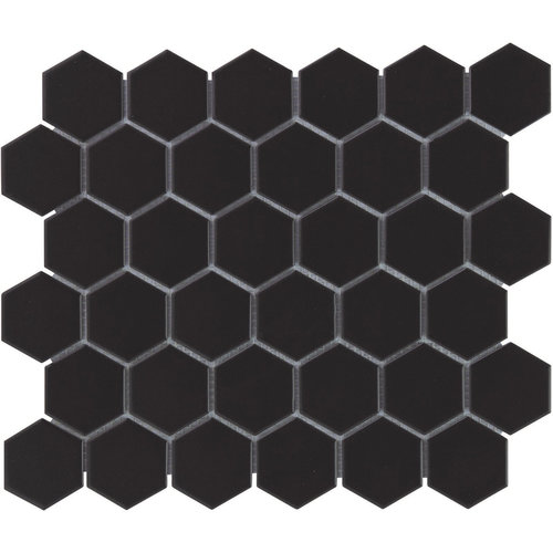 The Mosaic Factory The Mosaic Factory Barcelona Hexagon Black Glossy 5,1x5,9 cm