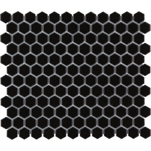 The Mosaic Factory Barcelona Black Glossy Hexagon 2,3x2,6 cm