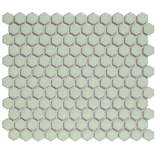 The Mosaic Factory Barcelona Soft Green Glossy Hexagon 2,3x2,6 cm
