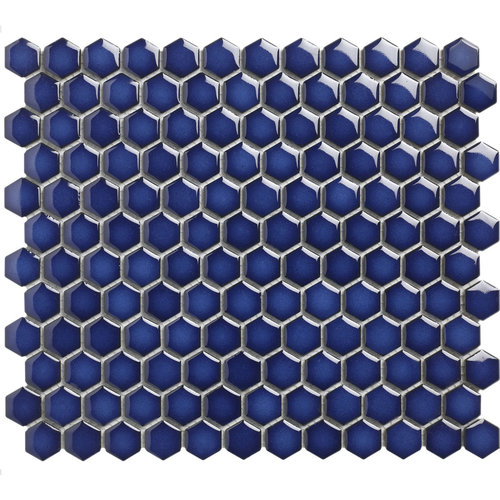 The Mosaic Factory The Mosaic Factory Barcelona Cobalt Blue Glossy Hexagon 2,3x2,6 cm