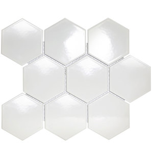 The Mosaic Factory Barcelona White Glossy Hexagon 9,5x11 cm