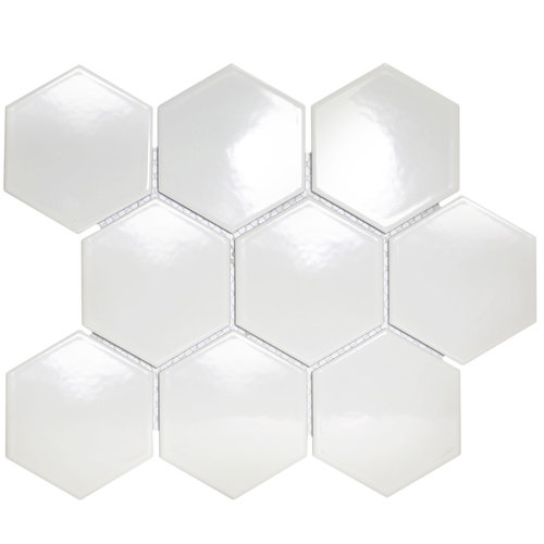 The Mosaic Factory The Mosaic Factory Barcelona White Glossy Hexagon 9,5x11 cm