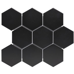 The Mosaic Factory Barcelona Black Mat Hexagon 9,5x11 cm