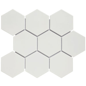 The Mosaic Factory Barcelona White Mat Hexagon 9,5x11 cm