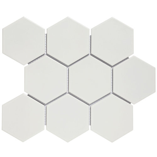 The Mosaic Factory Barcelona White Mat Hexagon 9,5x11 cm