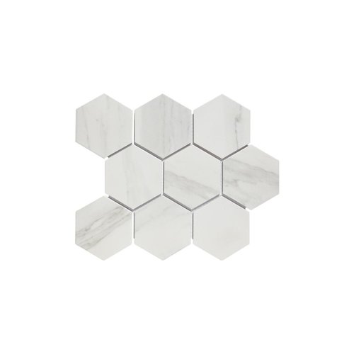 The Mosaic Factory The Mosaic Factory Barcelona Carrara White Mat Hexagon 9,5x11 cm