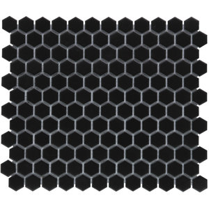 The Mosaic Factory Barcelona Black Mat Hexagon 2,3x2,6 cm