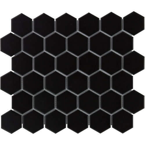 The Mosaic Factory The Mosaic Factory Barcelona Black Mat Hexagon 5,1x5,9 cm