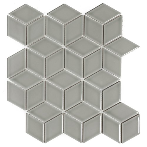 The Mosaic Factory Paris 3D Kubus Light Grey Glossy