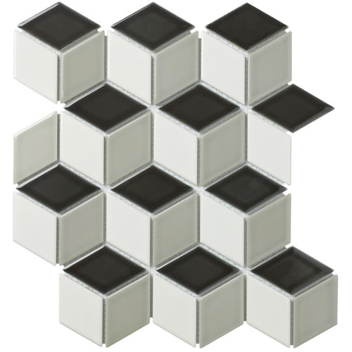 The Mosaic Factory The Mosaic Factory Paris 3D Kubus Black White Grey Glossy