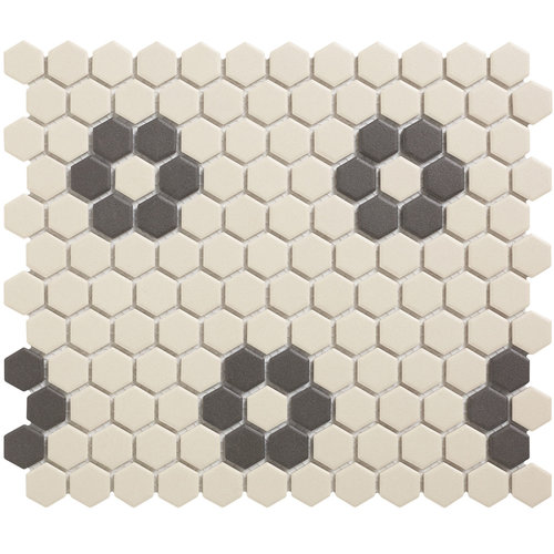 The Mosaic Factory London Hexagon Kensington White/Black 2,3x2,6 cm