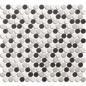 The Mosaic Factory London Pennyround White, Grey, Black Mix 1,9x5,5 cm