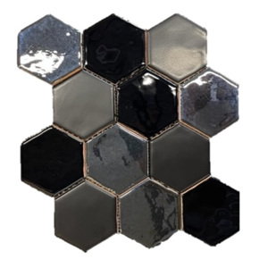 Terre d'Azur Hexagonale Mosaic Black-Metal 28x30 cm