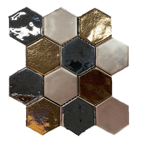 Terre d'Azur Terre d'Azur Hexagonale Mosaic Mix Metal 28x30 cm