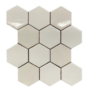 Terre d'Azur Hexagonale Mosaic Wit-Mix 28x30 cm