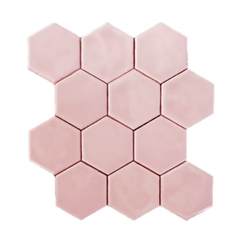 Terre d'Azur Hexagonale Mosaic Pink-Salmon Mix 28x30 cm