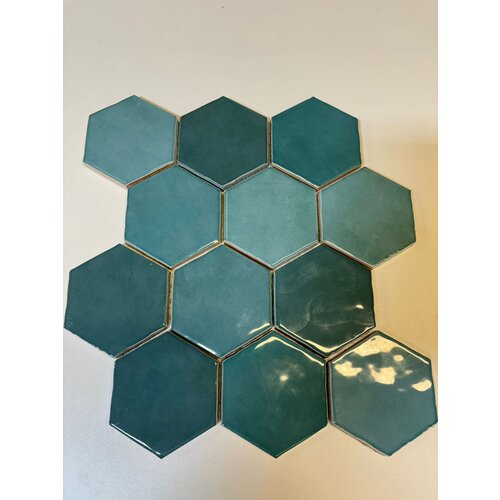 Terre d'Azur Terre d'Azur Hexagonale Mosaic Verde Mix 28x30 cm