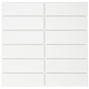 The Mosaic Factory Barcelona White Mat 4,5x14,5 cm