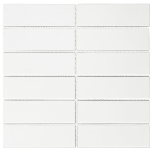 The Mosaic Factory Barcelona White Mat 4,5x14,5 cm