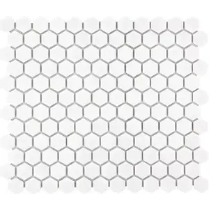 The Mosaic Factory Barcelona Extra White Glossy Hexagon 2,3x2,6 cm