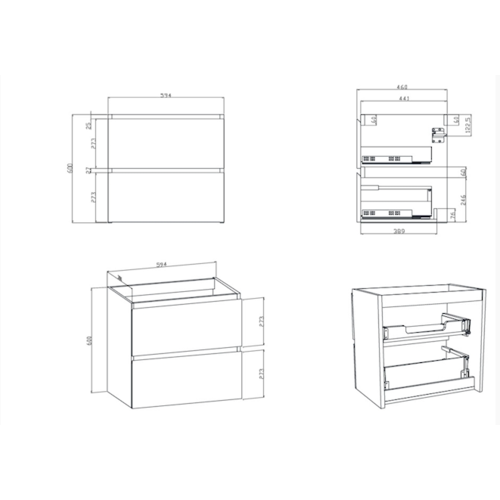 Onderkast Wastafel Antraciet Mat 60x38x50 cm