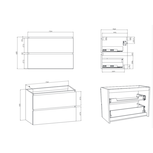 Onderkast Wastafel Mat Zwart 80x38x60 cm