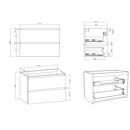 Onderkast Wastafel Mat Antraciet 80x46x50 cm