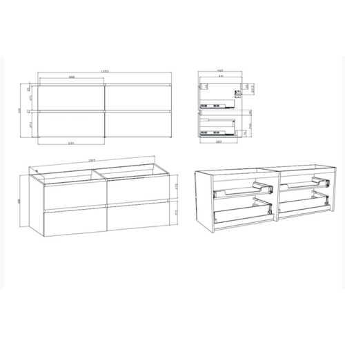 Onderkast Wastafel Mat Antraciet 140x46x50 cm