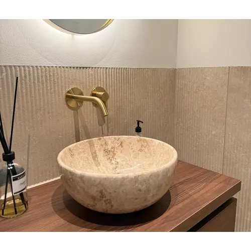 Workshop Natuursteen Waskom Lagoa Beige 35x35x15 cm Workshop Natuursteen Waskom Lagoa Beige 35x35x15 cm