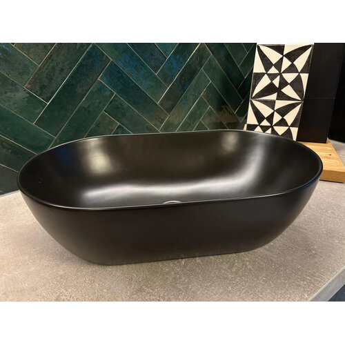 Workshop Ovale Keramische Waskom Sparrow Zwart 30x50x14 cm Workshop Ovale Keramische Waskom Sparrow Zwart 30x50x14 cm