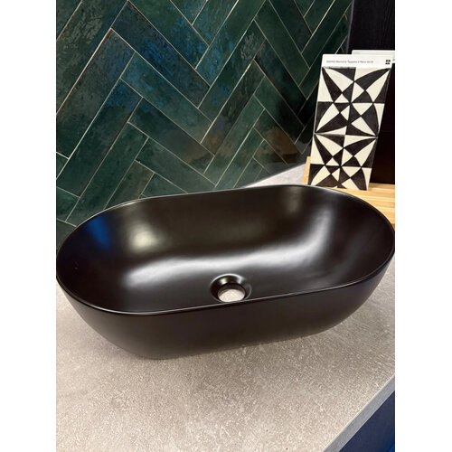 Workshop Ovale Keramische Waskom Sparrow Zwart 30x50x14 cm Workshop Ovale Keramische Waskom Sparrow Zwart 30x50x14 cm