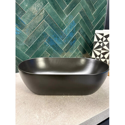 Workshop Ovale Keramische Waskom Sparrow Zwart 30x50x14 cm Workshop Ovale Keramische Waskom Sparrow Zwart 30x50x14 cm