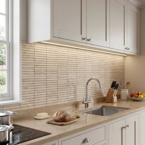 Workshop KitKat Mozaïek Travertin Light Tumbled 1,5x10 cm