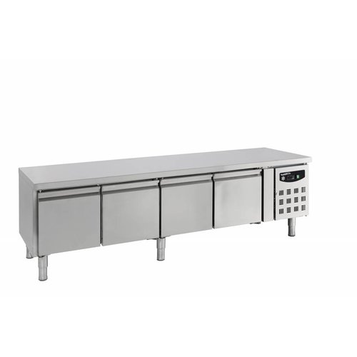  Combisteel Kühlwerkbank aus Edelstahl | 4 Türen | 4 X 1/1 GN | 223 x 70 x 65 cm 