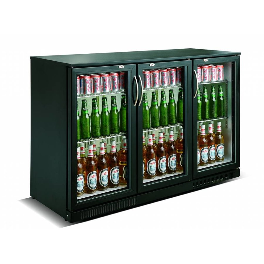 Bar Kühlschrank schwarz 3 Glastüren