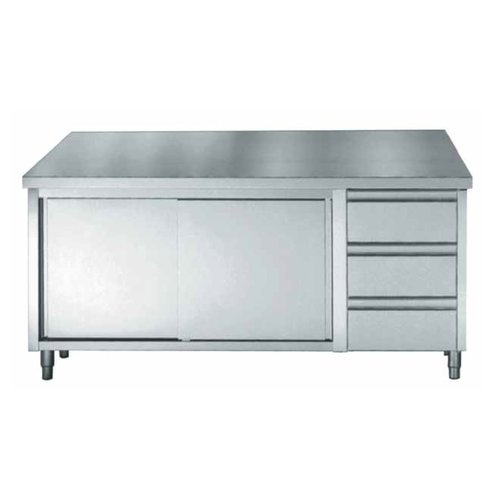  Combisteel Schrank mit Edelstahl-Schiebetüren | 200x70x (H) 85cm 