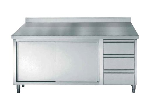  Combisteel Edelstahl Schrank mit Splash Rand | 160x70x (H) 85cm 