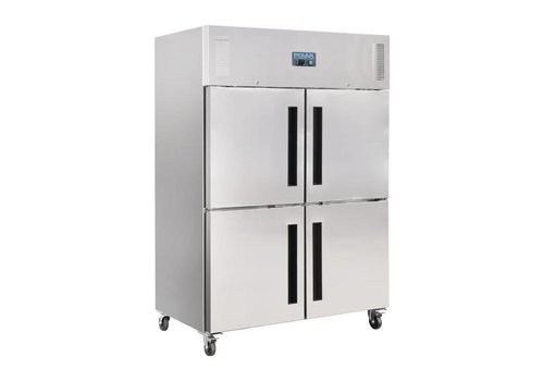  Polar Kühlschrank | Edelstahl | 4 Türen | 8 Gitter | 1200 L | 201(H)x134(B)x80(T) cm 