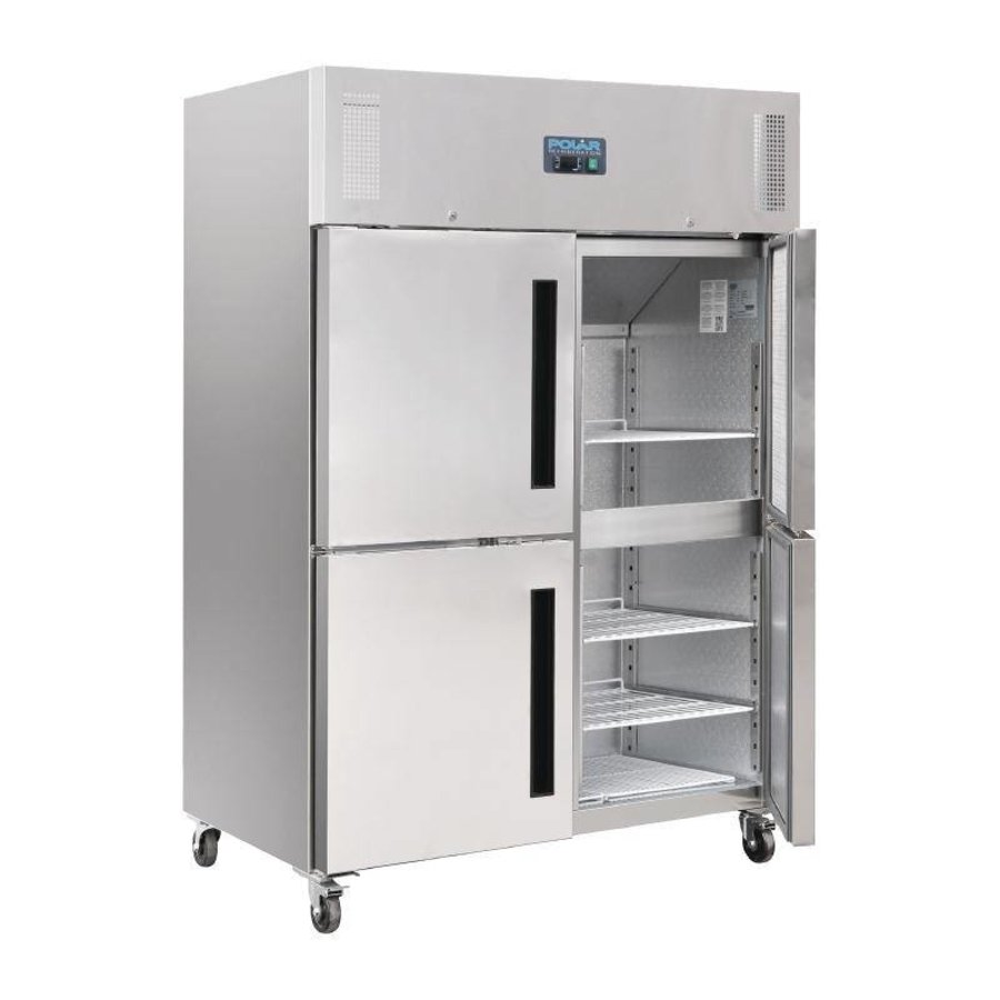 Kühlschrank | Edelstahl | 4 Türen | 8 Gitter | 1200 L | 201(H)x134(B)x80(T) cm