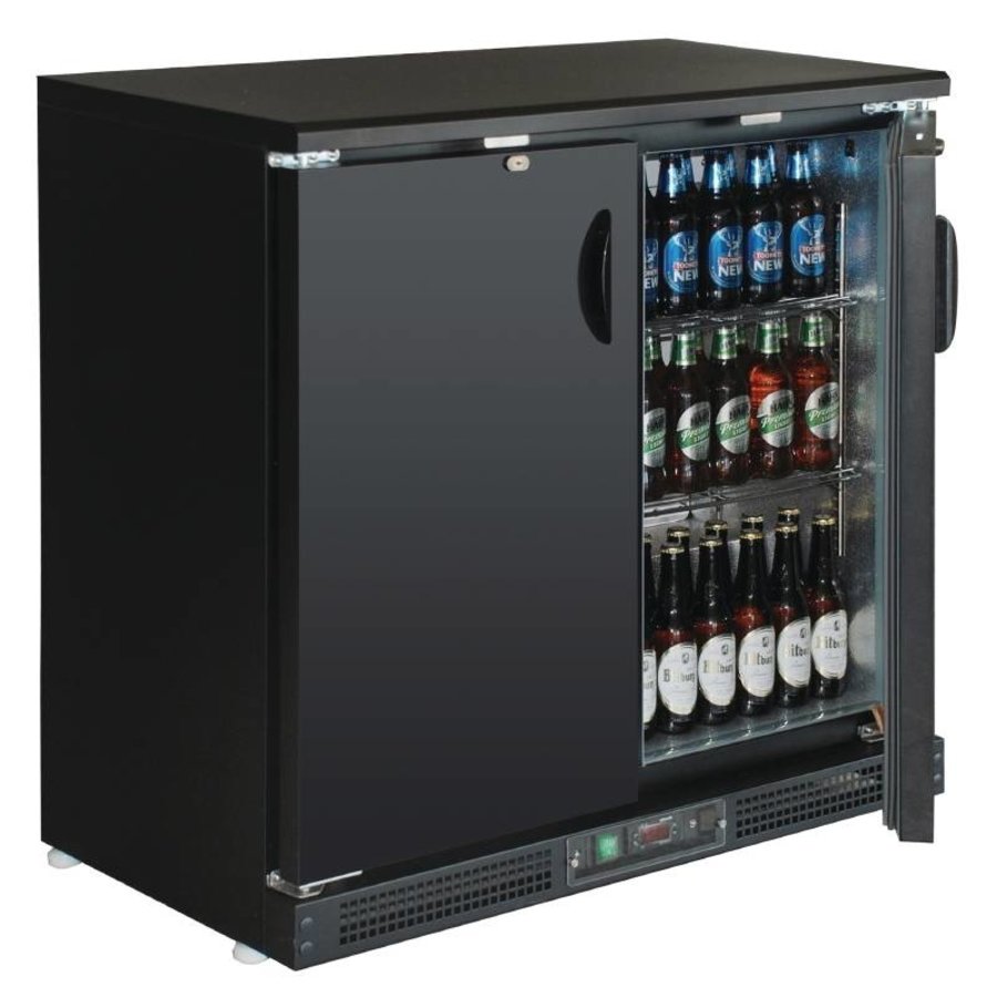 Barkühlschrank | Schwarz | 2 Abschließbare Türen | 140 Liter | 92(H)x92(B)x54(T) cm