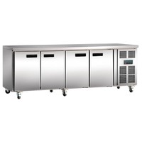 Thekenkühlschrank | Edelstahl | 4 Türen | 449L | 86(H)x223(B)x60(T) cm