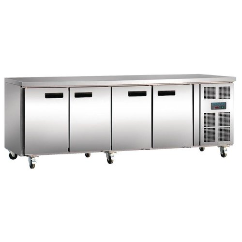  Polar Thekenkühlschrank | Edelstahl | 4 Türen | 449L | 86(H)x223(B)x60(T) cm 