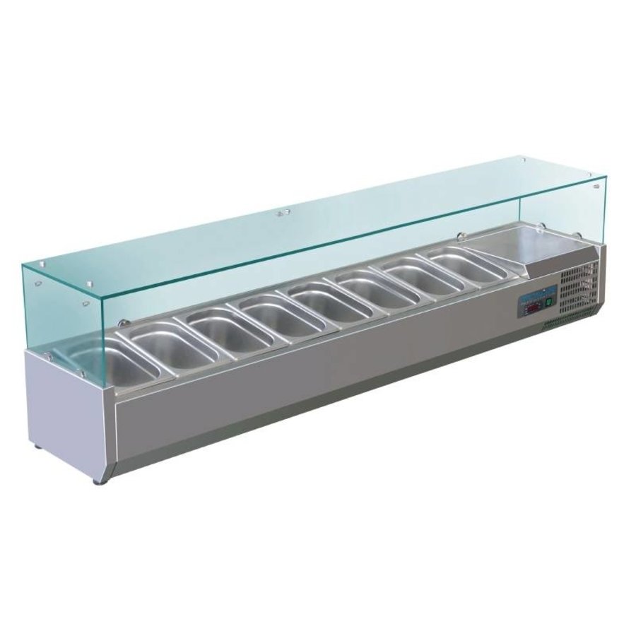 Kühlaufsatz mit Glasaufsatz | 8x1/4 GN | 180x33x43.5cm