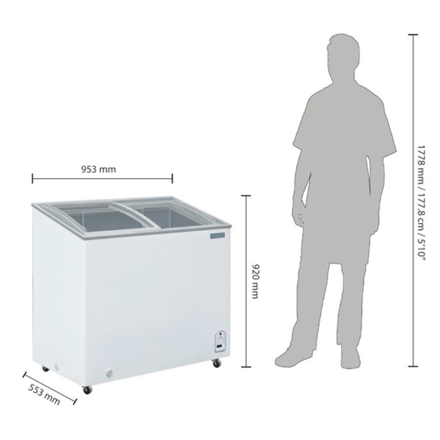 Gefrierschrank mit Glasdeckel | Inklusive Räder