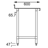 Edelstahl-Arbeitstisch mit Aufkantung 60 (W) x90 (h) x60 (d) cm