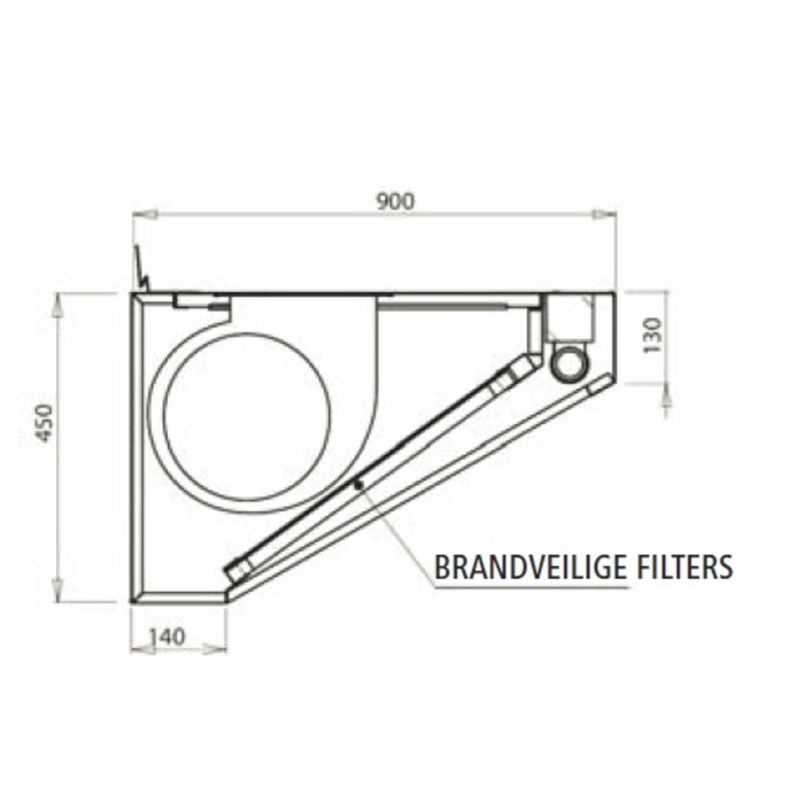 Wandhaube 130(B)x90(T)x45(H) cm