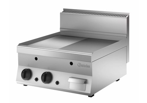  Bartscher Professionelle Grillplatte Gas Glatt & Gerippt | 40 x 65 x 29,5 cm 