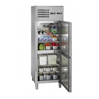 Professioneller Kühlschrank mit Gefrierfach | Edelstahl | Selbstschließende Tür | 68x83x201 cm